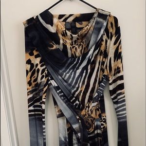 Animal print, wrap around maxi dress